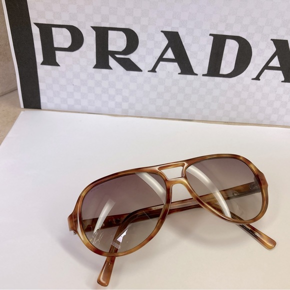New Prada Aviator Plastic Tortoise brown Sunglasses. SPR02G 4BW-6S1 - Picture 7 of 16